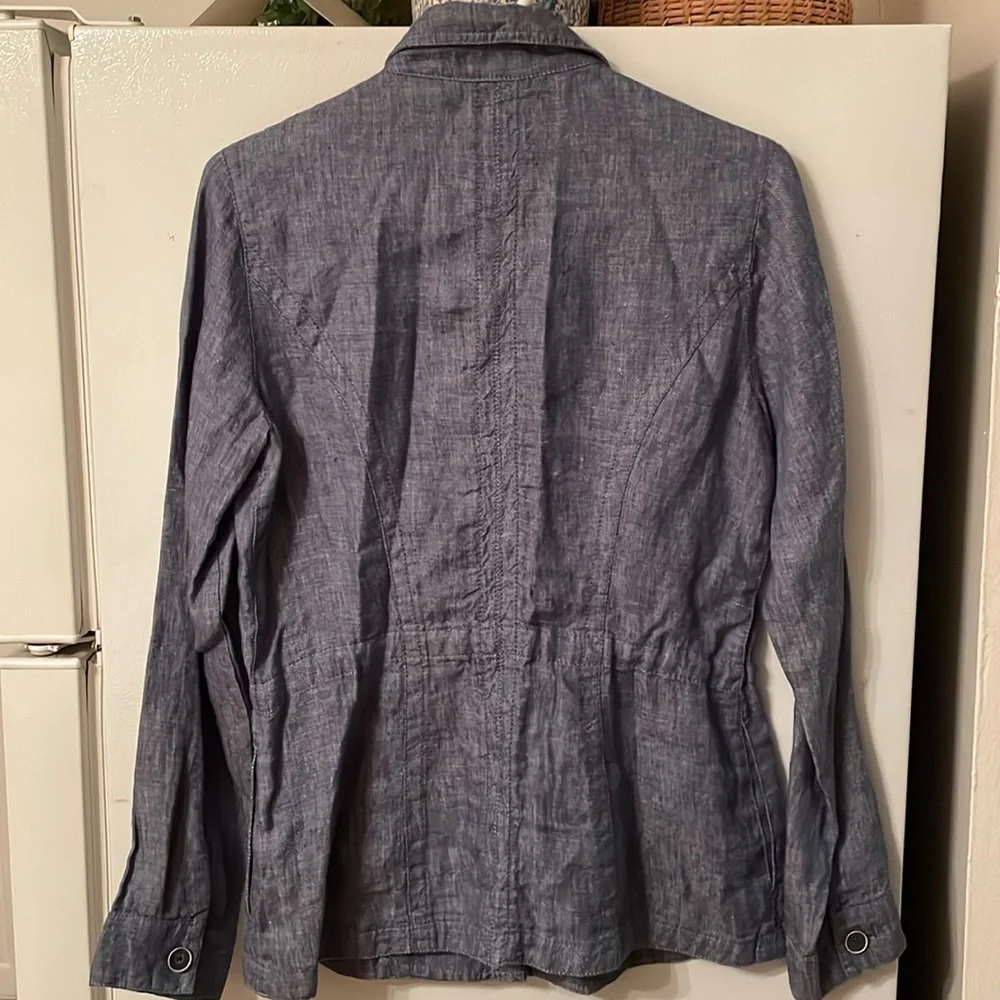 J. McLaughlin‎ Women’s Skye Jacket Small NWT $228 Denim Solid Button 100% Linen